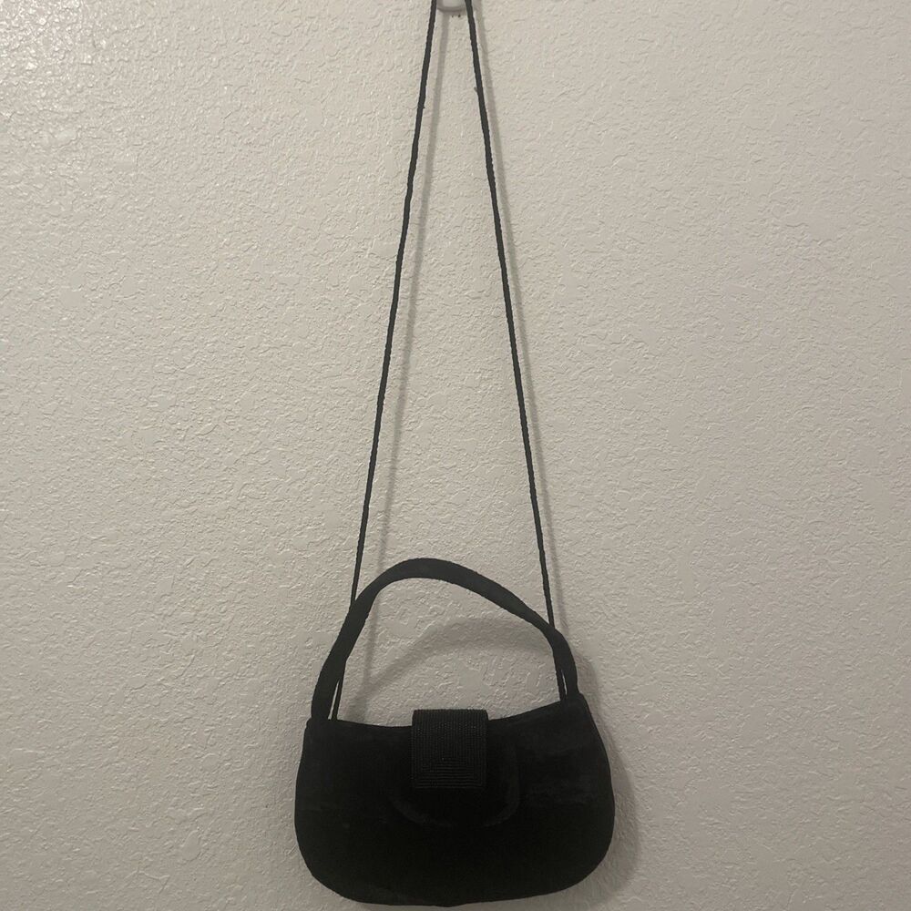 Franchi Mini Crossbody Purse Handbag Beaded Velvet Black Satchel Party Vtg